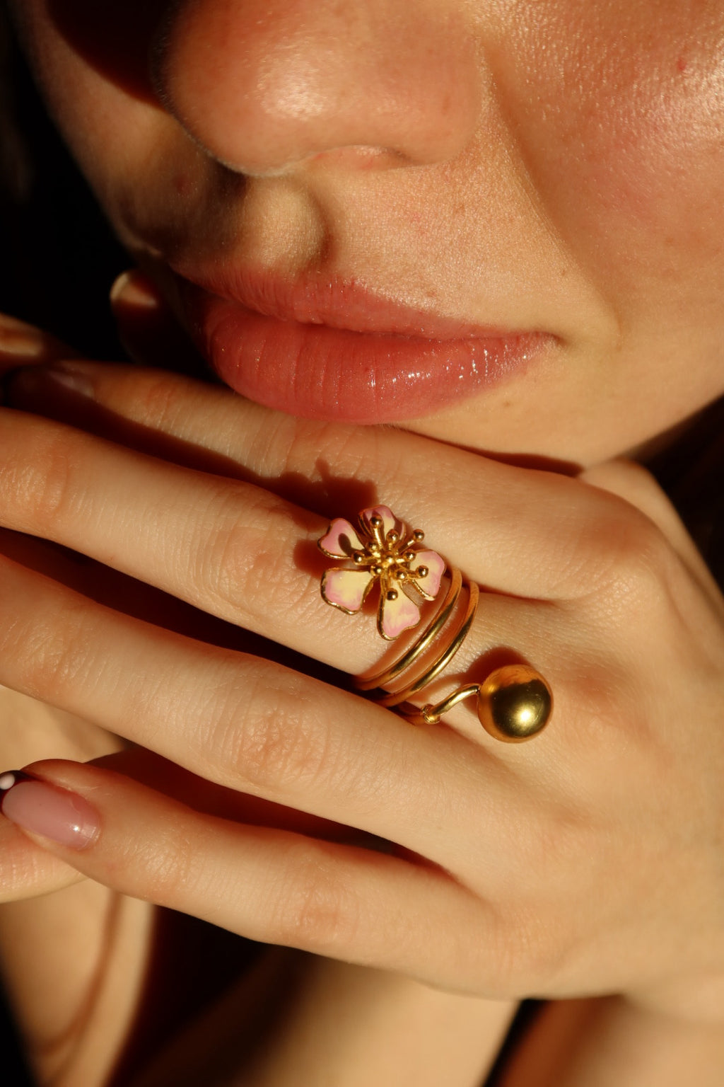 ANILLO AURORA MINI ESPIRAL ROSA SWIRL